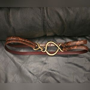 Landes Signature 100%Brown Hand Crafted Leather Belt with Brass  Buckle Sz 30/32